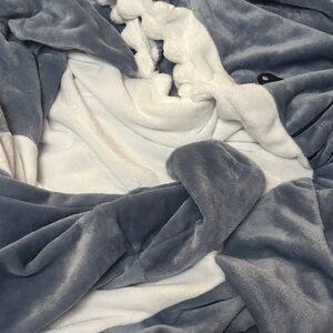 Blue and White Plush Blanket